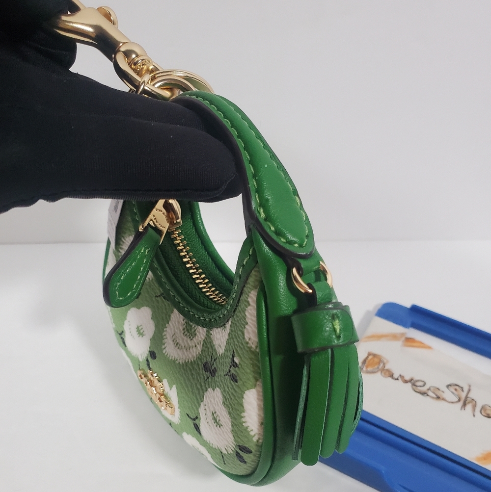 Coach Mini Carmen Bag Charm New floral print Kelly Green NWT - Picture 4 of 7